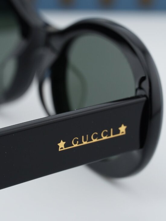 Gucci GG1587SA 001 Oval Sunglasses - Black / Grey